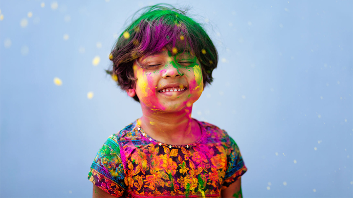 child painting on wall