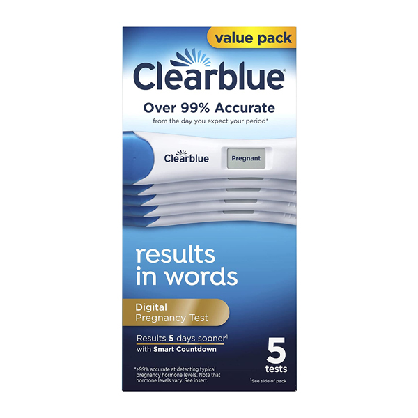 Best Pregnancy Tests - Clearblue Digital Pregnancy Test with Smart Countdown, 5 pack
