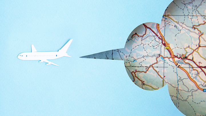 babies and jet lag, paper airplane and globe illustration