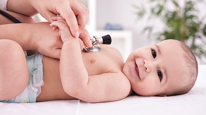 baby at doctor, hib vaccine