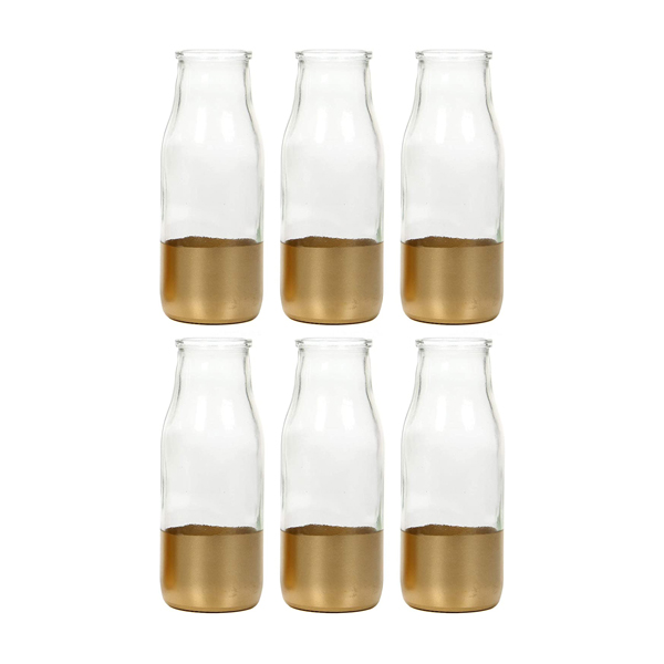 Set of six gold-dipped flower vases, 5.25 inches in height