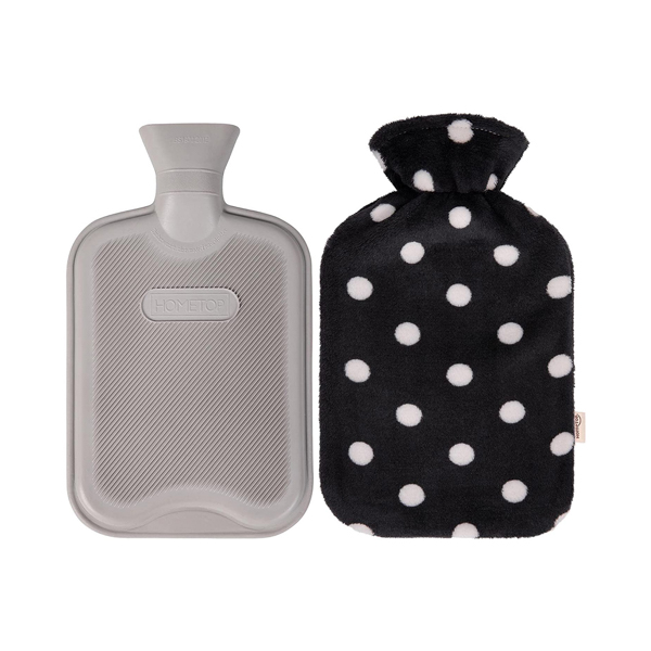 hot water bottle with polka dot cover