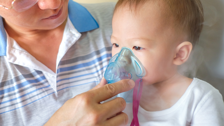 when your toddler can't breathe, child with nebulizer mask over nose and mouth