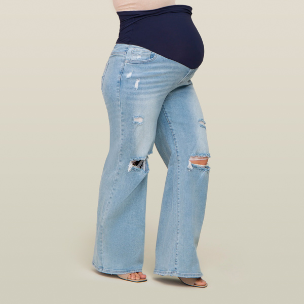 Best Plus-Size Maternity Jeans: Pink Blush Wide Leg Maternity Plus Jeans