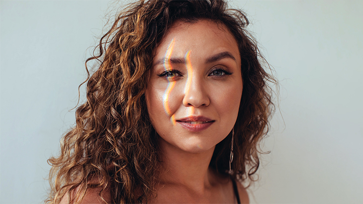 postpartum skin, woman's face close-up